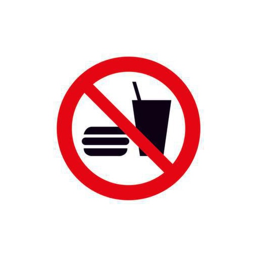 Verbotsschild,Essen u. Trinken verboten,Aufkleber,Folie,Standard,Ø 200mm