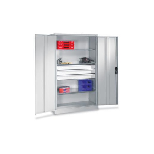 Großraum-Flügeltürenschrank, HxBxT 1950x1200x600mm, 3xStahlboden