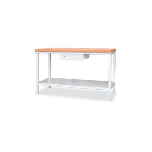 Werkbank, RAL7035, HxBxT 900x2000x700mm, Multiplexplatte, 4-Fuß