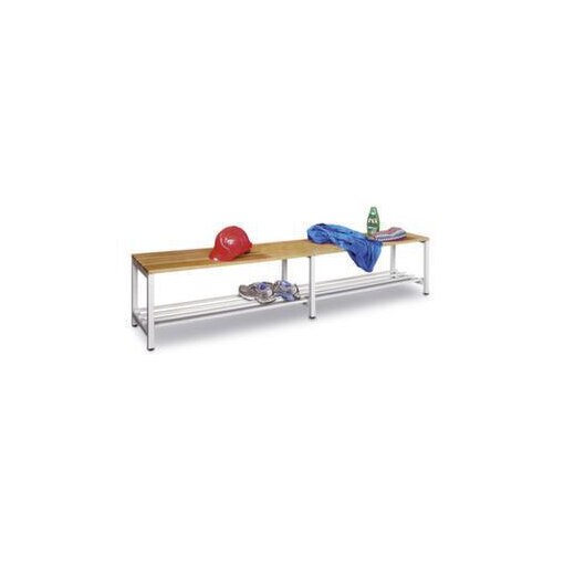 Umkleidebank,LxT 2000x370mm,Holzleisten Buche,Gestell lichtgrau,Schuhrost