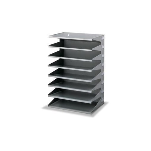 Sortierreck,8xDIN A4,Tisch-/Wandmontage,HxBxT 555x365x255mm,Stahl,grau