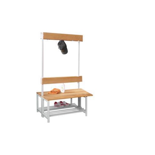 Doppelsitzbank,HxLxT 1600x1000x770mm,Holzleisten Buche,Gestell lichtgrau
