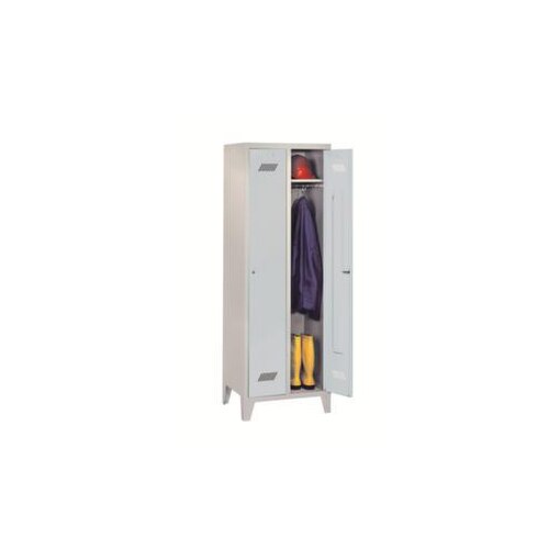 Abteilschrank,RAL7035,HxBxT 1850x600x500mm,2 Abt.,Abt. B 300mm,Zyl.-Schl.