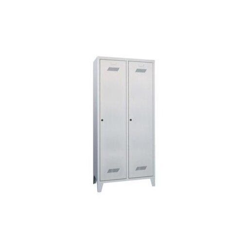 Abteilschrank,RAL7035,HxBxT 1850x800x500mm,2 Abt.,Abt. B 400mm,Zyl.-Schl.