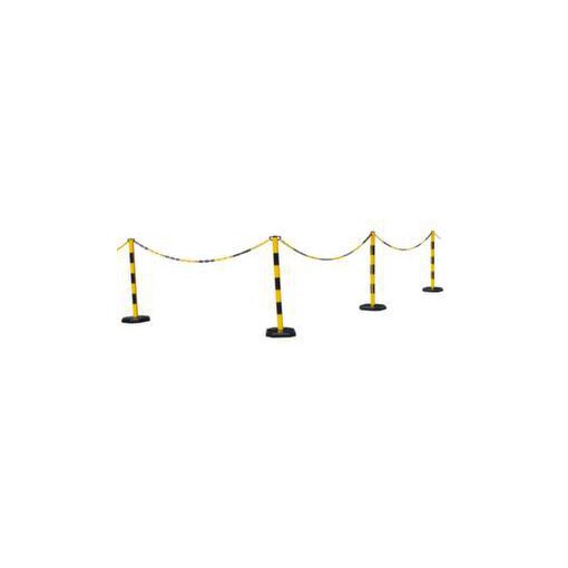 Kettenständer-Set, 4 Ständer, 6m Kette, Pfosten Ø 48mm, gelb/schwarz