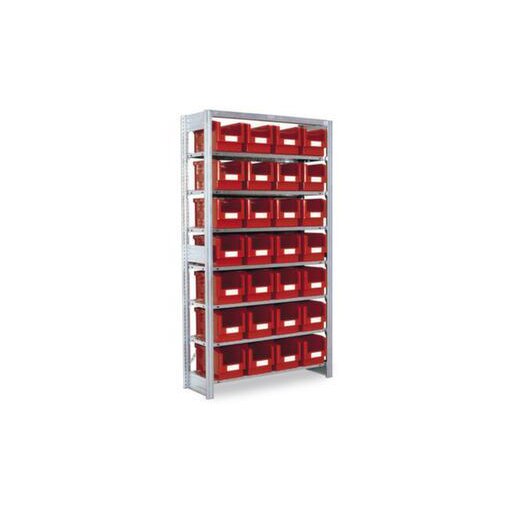 Sichtlagerkastenregal, Grundfeld, HxBxT 1850x958x324mm, 28 Kästen PP