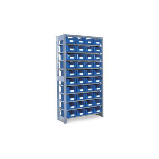 Sichtlagerkastenregal, Grundfeld, HxBxT 1850x958x324mm, 40 Kästen PP