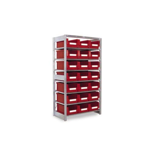 Sichtlagerkastenregal, Grundfeld, HxBxT 1850x1058x524mm, 21 Kästen PP