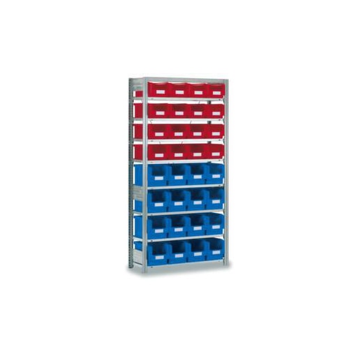Sichtlagerkastenregal, Grundfeld, HxBxT 1850x958x324mm, 32 Kästen PP