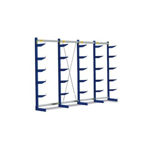 Kragarmregal, Grund+Anbau, HxBxT 2500x4316x740mm, 5 Ständer, RAL5010
