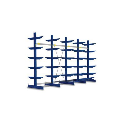 Kragarmregal, Grund+Anbau, HxBxT 2480x4305x1320mm, 5 Ständer, RAL5010