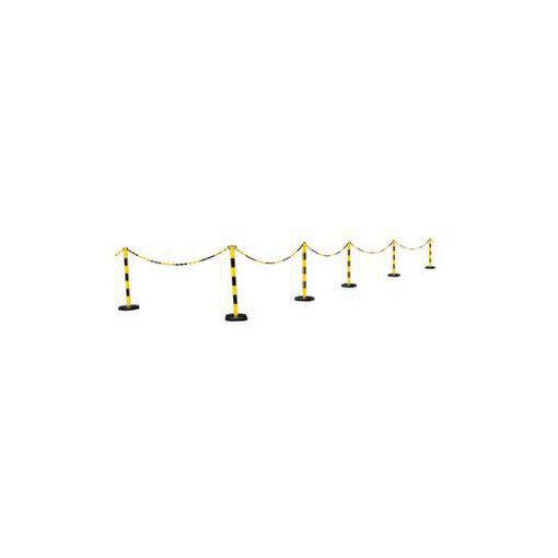 Kettenständer-Set, 6 Ständer, 10m Kette, Pfosten Ø 48mm, gelb/schwarz