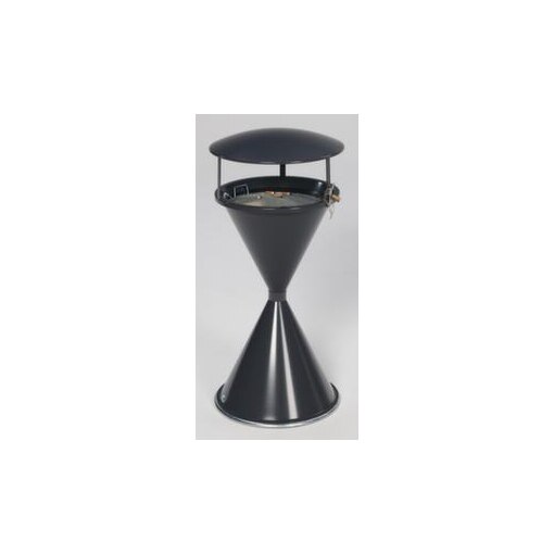 Standascher,HxØ 955x450mm,Stahl,Korpus RAL7021,Eieruhrform,m. Schutzdach