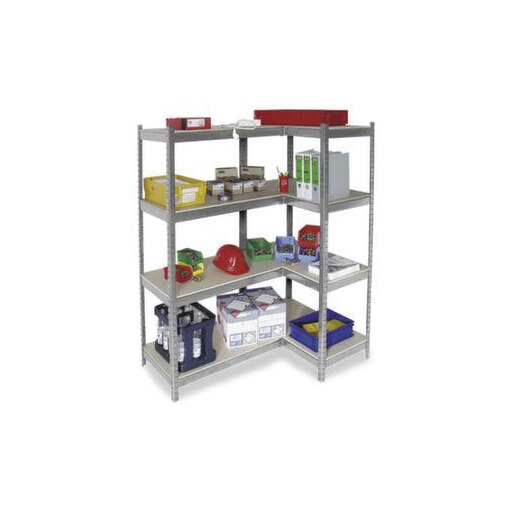 Lagerregal,Eckregal,HxBxT 1800x 900/1400x 500mm,Fachl. 265kg,4xHolzboden