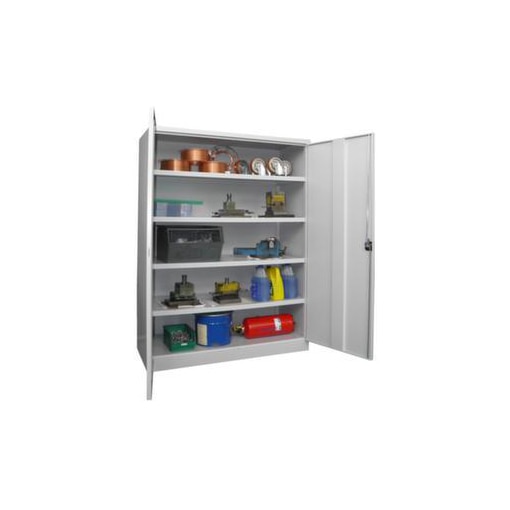 Schwerlast-Flügeltürenschrank,RAL7035,HxBxT 1950x1470x630mm,4xStahlboden