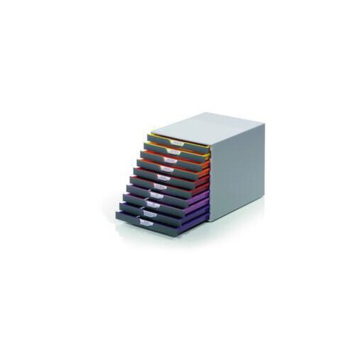Schubladenbox, 10xDIN A4/DIN C4/Folio, m. rutschsicheren Füßen