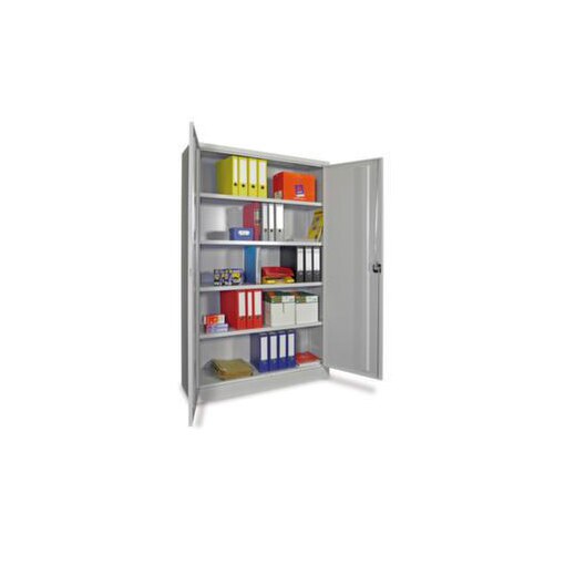 Großraum-Flügeltürenschrank, RAL7035, HxBxT 1950x1200x500mm, 4xStahlboden