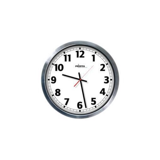 Wanduhr, Funk, arabische Zahlen, Ziffernblatt weiß, Ø 500mm, Gehäuse Alu