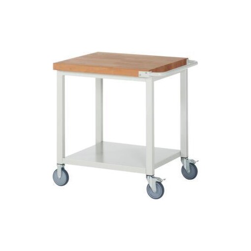 Werkbank, fahrbar, HxBxT 880x750x700mm, Bucheplatte, Tragl. 450kg