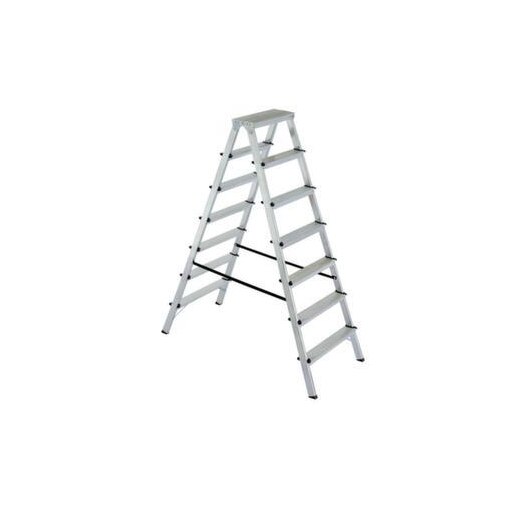 Alu-Doppelleiter, beidseitig, 2x7 Stufe(n), Podest H 1, 52m, Alu
