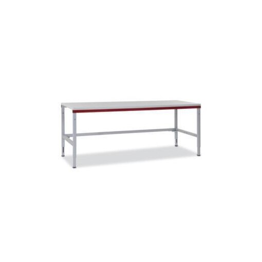 Packtisch, HxBxT 690-960x2000x800mm, Platte lichtgrau, 4-Fuß Stahl, hvst.