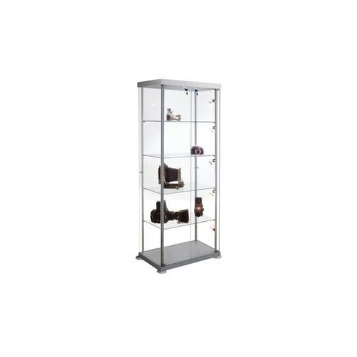 Standvitrine,HxBxT 1800x850x450mm,4xGlasboden,Flügeltür,ESG,Profil silber