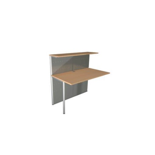 Anbautheke gerade, HxBxT 1150x1160x700mm, Platte Buche, Front alusilber