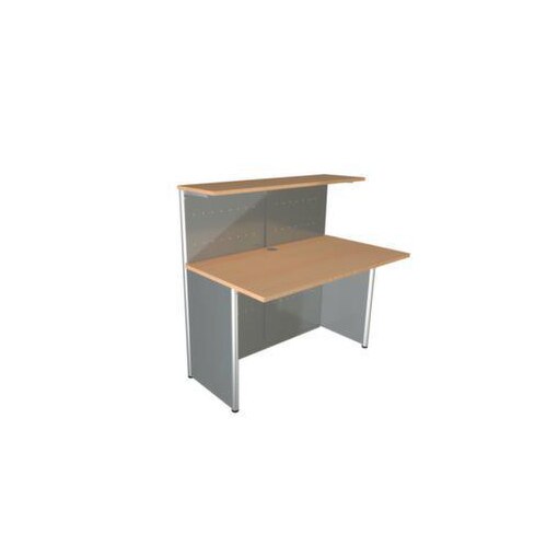 Haupttheke gerade, HxBxT 1150x1160x700mm, Platte Buche, Front alusilber