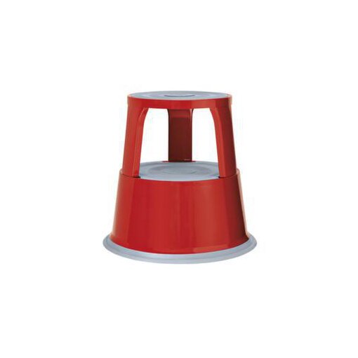 Rolltritt, Stahl, rot, Trittfläche Ø 290mm, 3 Federrollen
