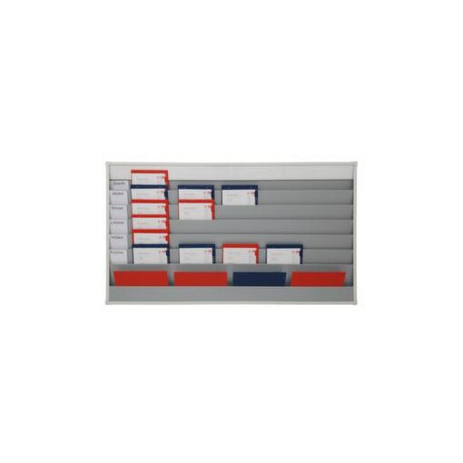 Auftragsplaner, 6 Fächer, HxB 918x1575mm, Ablage(n) Kunststoff, grau