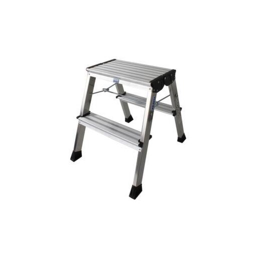 Roll-Klapptritt, Alu, alusilber, Podest HxT 0, 44x20m, 2x2 Stufen