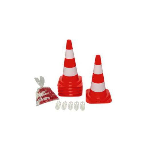 Leitkegel-Set, 5 Kegel, H 500mm, PE, rot/weiß, fluoreszierend
