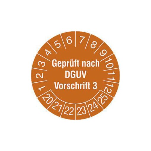 Prüfplakette,Geprüft nach DGUV V3,Aufkleber,Ø 20mm,Jahresfarbe 2026-gelb