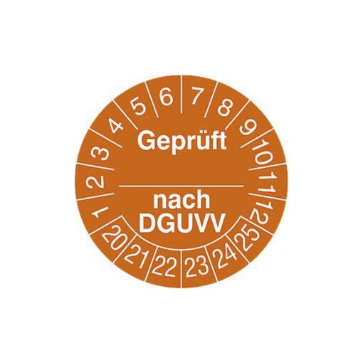 Prüfplakette, Geprüft nach DGUV, Aufkleber, Ø 30mm, Jahresfarbe 2026-gelb