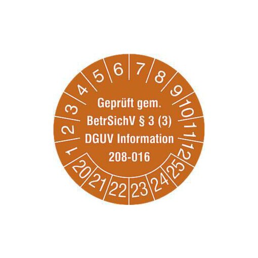 Prüfplakette,Geprüft gem. BetrSichV/DGUV,Aufkleber,Jahresfarbe 2026-gelb