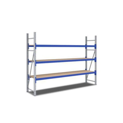 Weitspannregal,Grundfeld,HxBxT 2000x2820x600mm,Fachl. 500kg,3xHolzboden