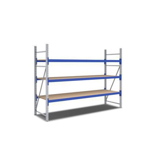 Weitspannregal,Grundfeld,HxBxT 2000x2820x800mm,Fachl. 500kg,3xHolzboden