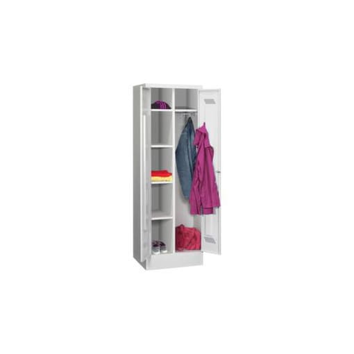 Kleider-/Wäscheschrank, HxBxT 1850x600x500mm, RAL7035, Front RAL7035