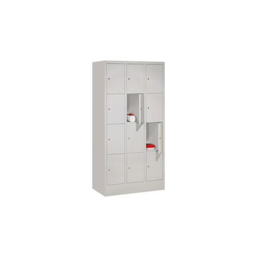 Schließfachschrank,HxBxT 1518x900x500mm,3x4 Fächer,RAL7035,Front RAL7035