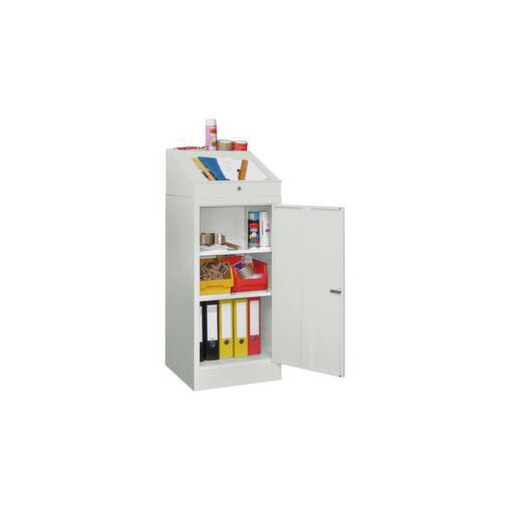 Pultschrank, HxBxT 1095/1270x500x500mm, m. Böden, RAL7035, Front RAL7016