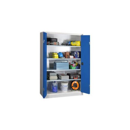 Großraum-Falttürenschrank, HxBxT 1950x1200x600mm, RAL7035, Front RAL5010