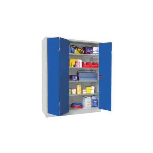 Büro-Falttürenschrank, HxBxT 1950x1500x600mm, RAL7035, Front RAL5010