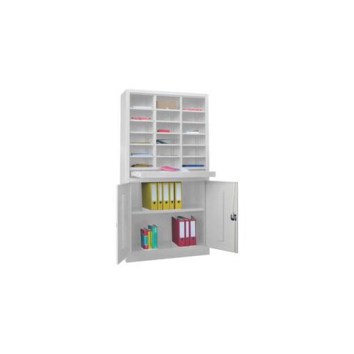 Post-/Sortierschrank, HxBxT 1950x1000x400mm, RAL7035, Front RAL7035