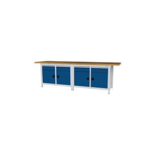 Werkbank,HxBxT 860x2800x750mm,Bucheplatte,Gestell RAL7035,Fronten RAL5010
