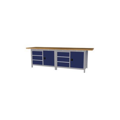 Werkbank,HxBxT 860x2800x750mm,Bucheplatte,Gestell RAL7040,Fronten RAL5013