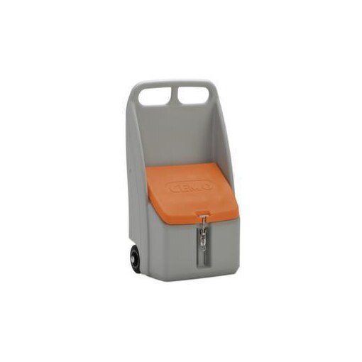 Streugutbehälter,70l,HxBxT 1070x590x390mm,PE,grau,Deckel orange,2 Räder