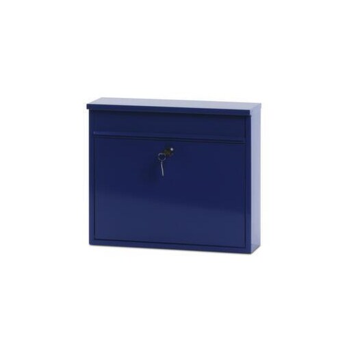 Wandbriefkasten, Stahl, blau, HxBxT 315x360x110mm, Einwurf/Entnahme vorne