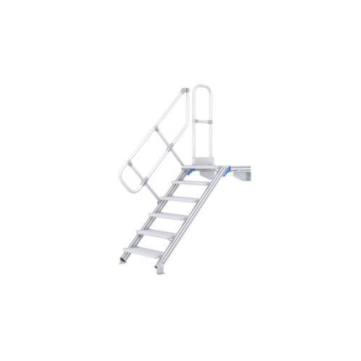 Podesttreppe, Podest H 1, 75m, 7 Stufen, Stufen B 1000mm, Alu