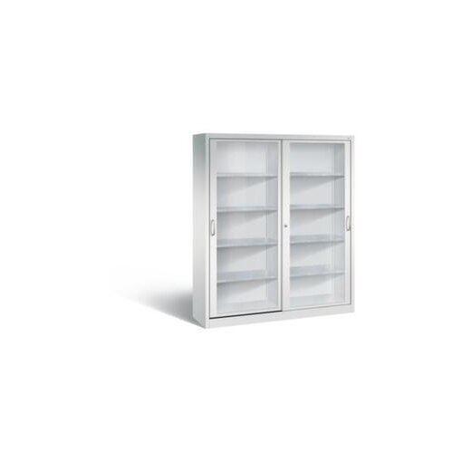 Sichtfenster-Schiebetürenschrank, Korpus RAL7035, Front RAL7035