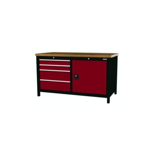 Werkbank,HxBxT 860x1500x750mm,Bucheplatte,Gestell RAL9005,Fronten RAL3003